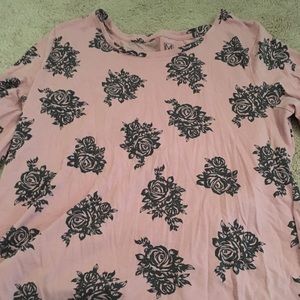Pink/Black Rose Massini Sleeved Top